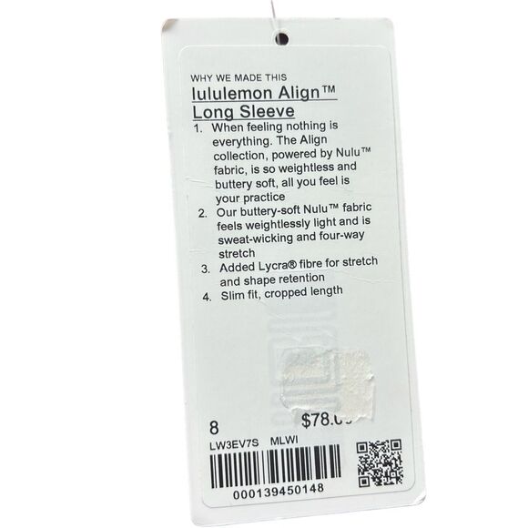 Lululemon Women’s 8 Align Long Sleeve Mulled Wine Buttery Soft Minimalist New - Picture 5 of 11